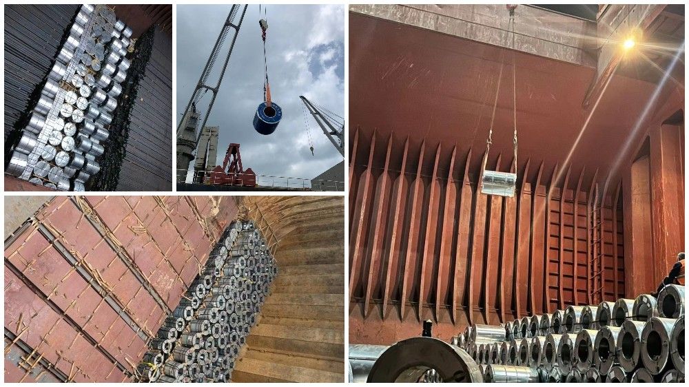 Exportação de bobinas de aço industrial